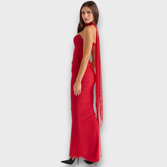 Leandra – Figure-Hugging Maxi Dress with Draping
