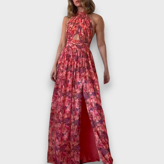 Serelina – Halter-Neck Floral Print Maxi Dress
