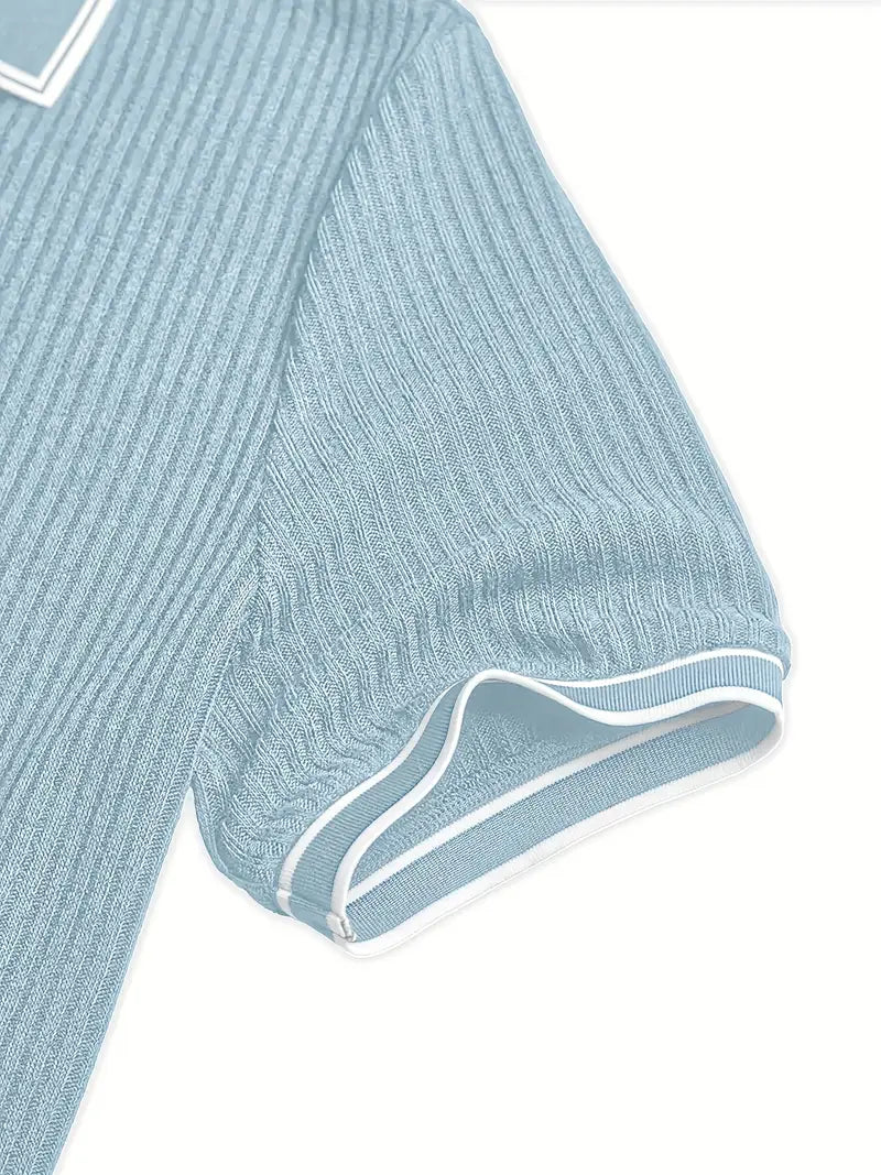 Luca – Textured Ribbed Polo for Men