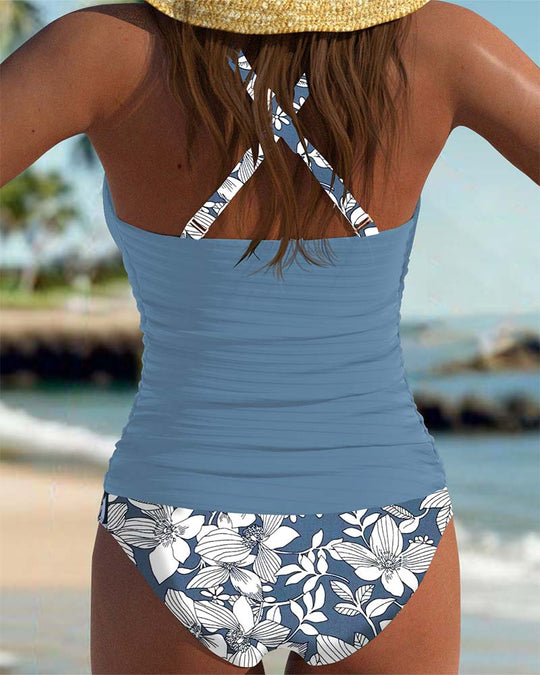 NataliyaPleated High-Neck Floral Swimsuit for Women