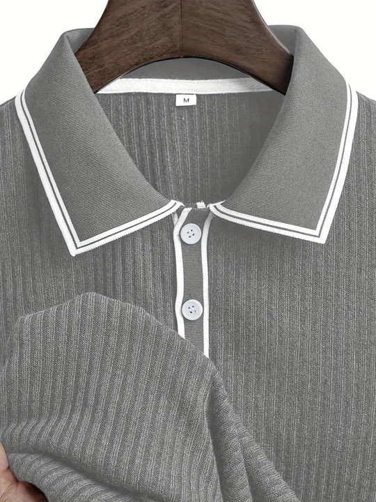 Luca – Textured Ribbed Polo for Men