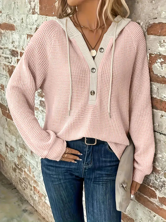Ricarda – Button-Front Hooded Knit Sweater for Women