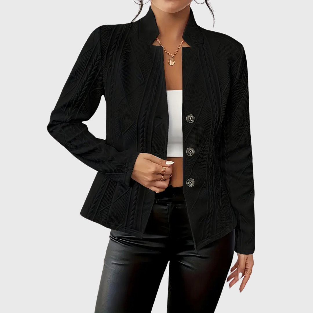 Ronja – Textured Knit Button Blazer for Women