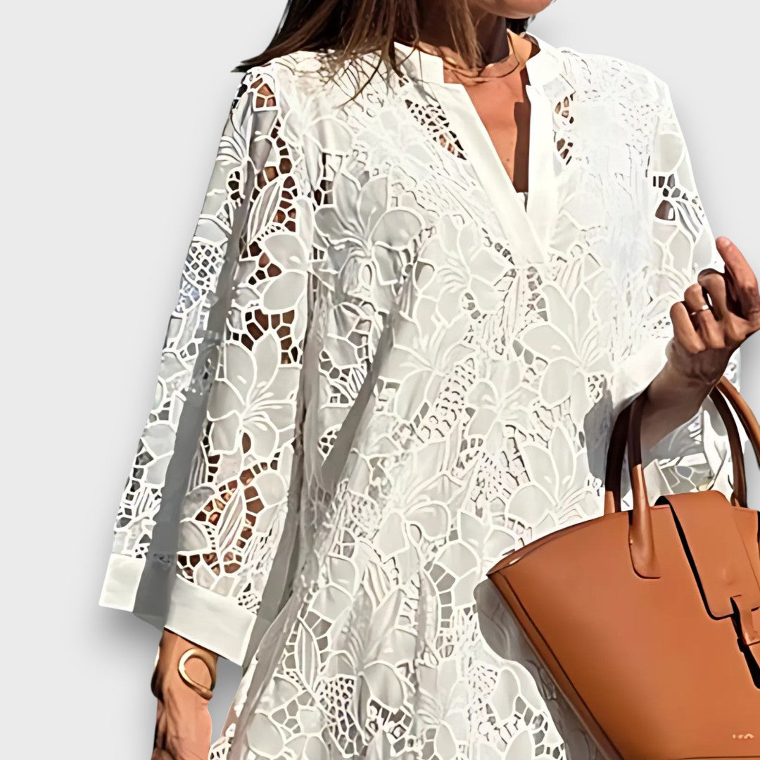 Ismee – Airy Dress with Print and Short Sleeves