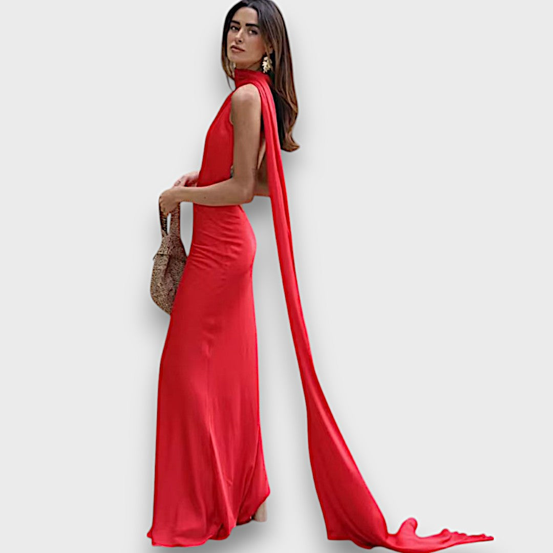 Corinne – Asymmetrical Evening Dress with Draping