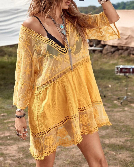 Zenaida – Embroidered Boho Mini Dress for Woman