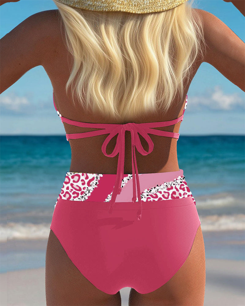Marzena – Halter Print Bikini Set with High-Waist Bottom