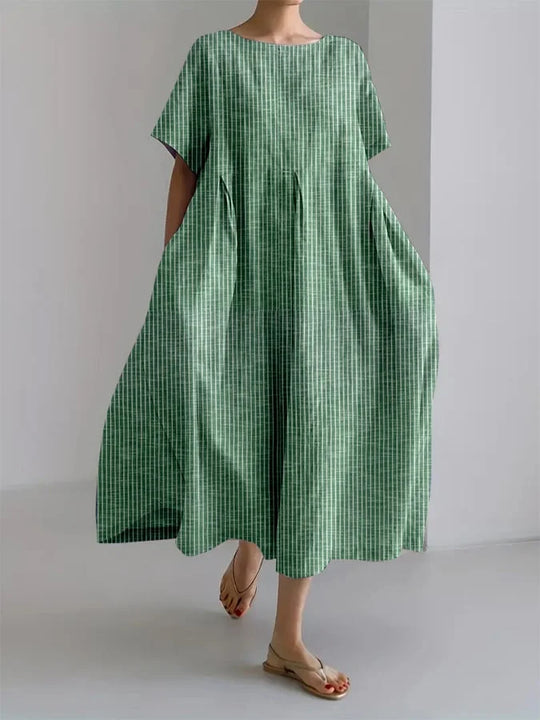 Signe – Long summer dress with a relaxed fit and retro stripes for everyday comfort