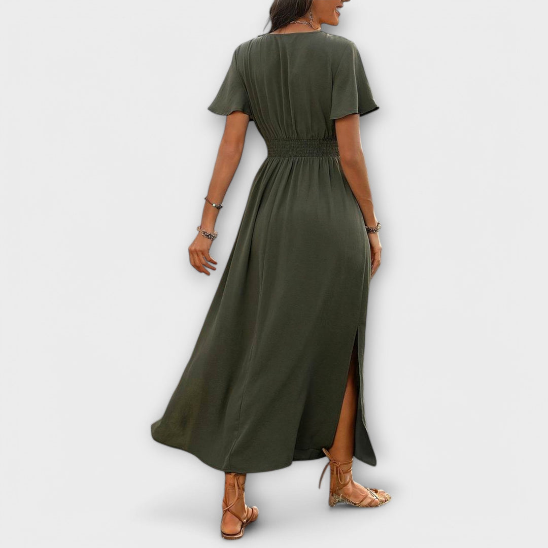 Alvera – Maxi Dress with Wrap Effect and Side Slit