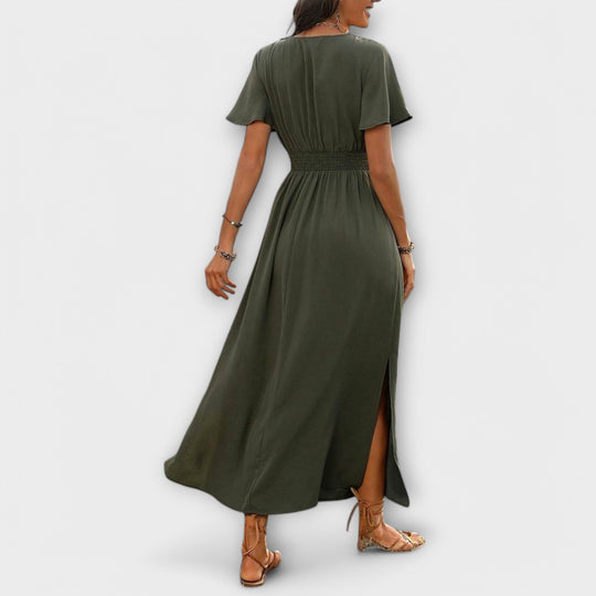 Alvera – Maxi Dress with Wrap Effect and Side Slit
