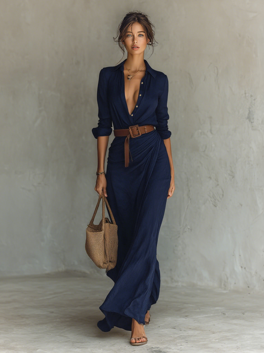 Jovelyn – Effortless Long-Sleeve Maxi Dress for Women