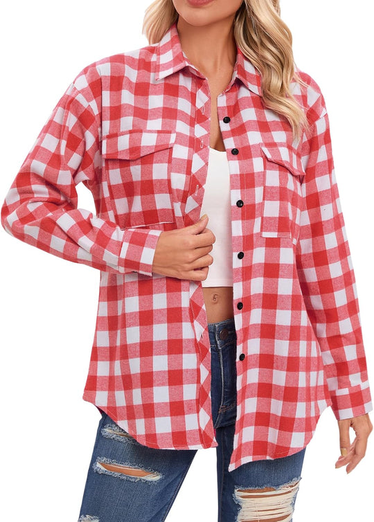 Arizona – Classic Plaid Button-Up Shirt for Women