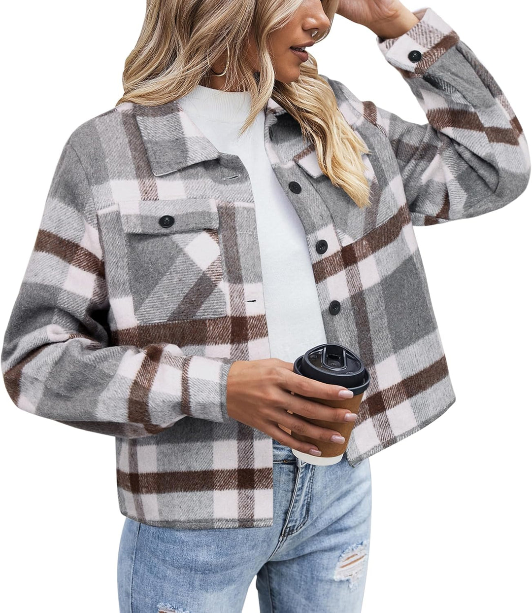 Danica – Plaid Button-Up Shacket for Women