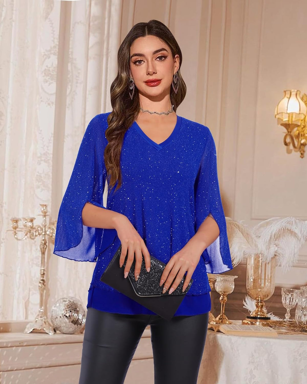 Justitia – Flowy 3/4 Sleeve Chiffon Blouse for Women