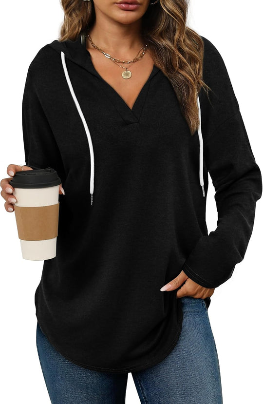 Addie – Plaid Hoodie Long-Sleeve Top for Women