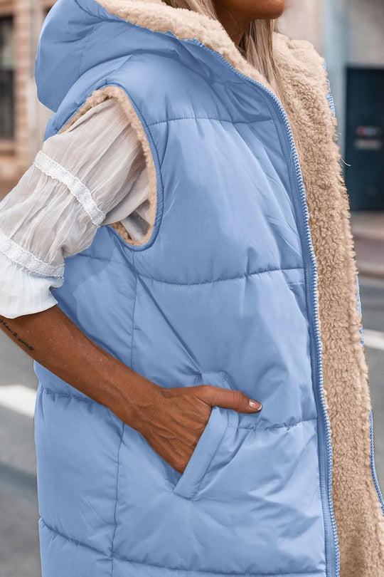 Kayleigh – Long Hooded Puffer Vest for Women