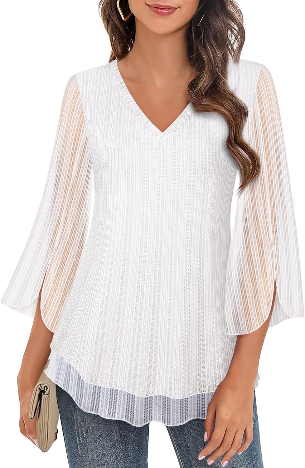 Justitia – Flowy 3/4 Sleeve Chiffon Blouse for Women