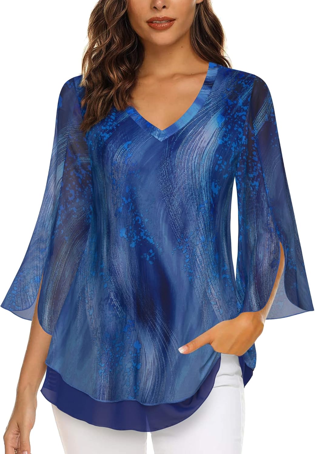 Justitia – Flowy 3/4 Sleeve Chiffon Blouse for Women