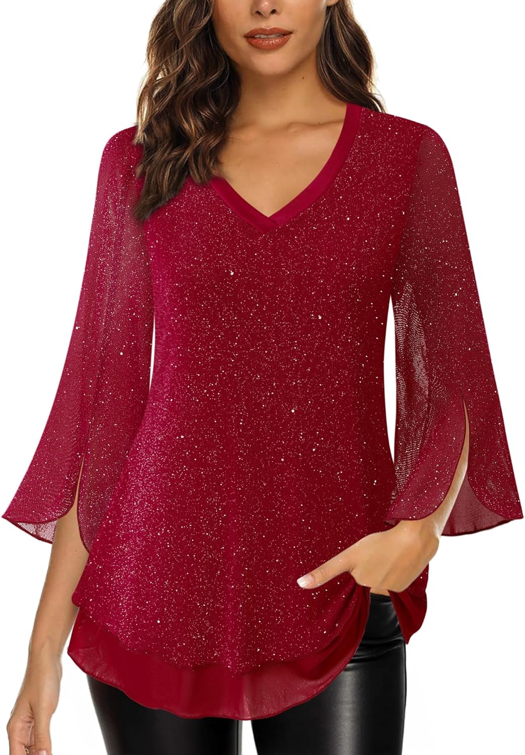 Justitia – Flowy 3/4 Sleeve Chiffon Blouse for Women