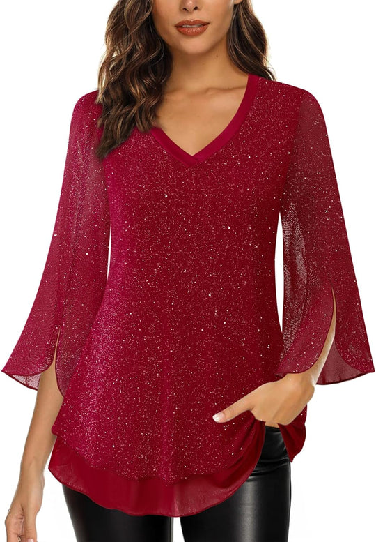 Justitia – Flowy 3/4 Sleeve Chiffon Blouse for Women