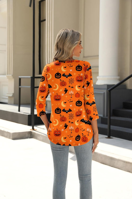 Princess – 3/4 Sleeve Floral Pleated Tunic Top for Women