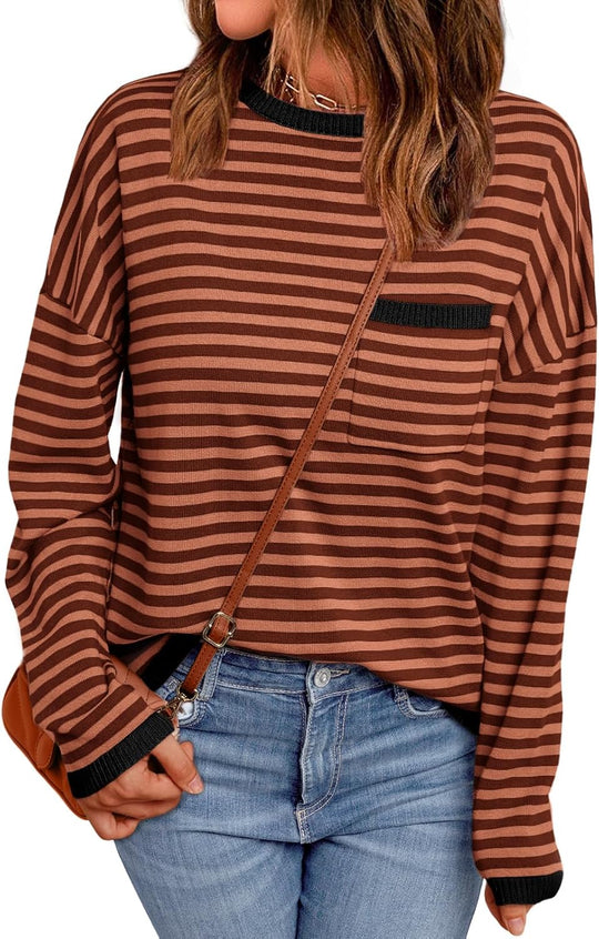 Cierra – Striped Long-Sleeve Casual Top for Women