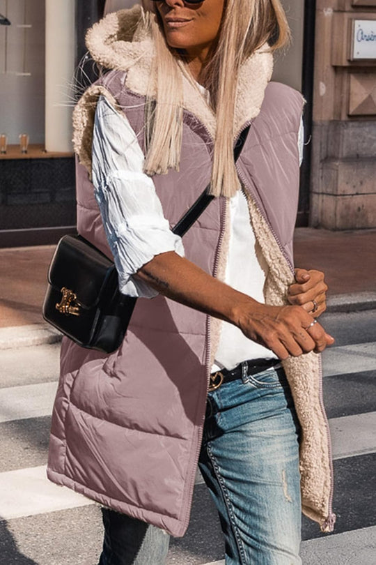 Kayleigh – Long Hooded Puffer Vest for Women