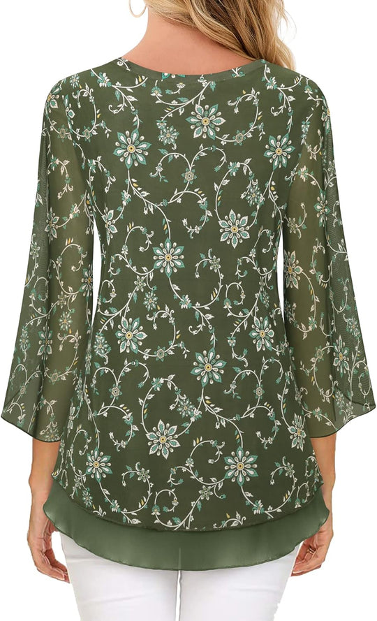 Justitia – Flowy 3/4 Sleeve Chiffon Blouse for Women