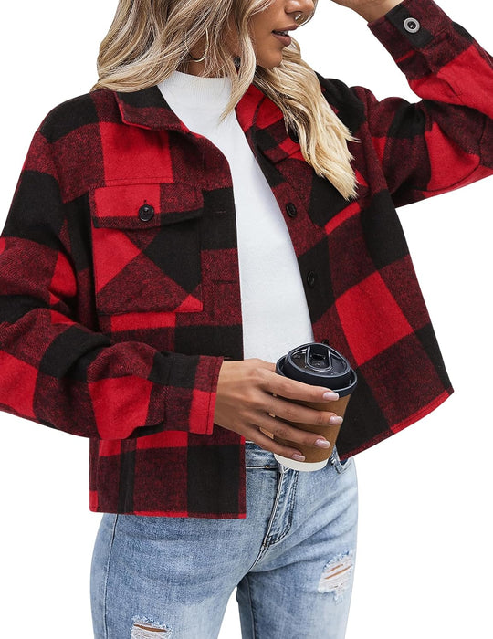 Danica – Plaid Button-Up Shacket for Women