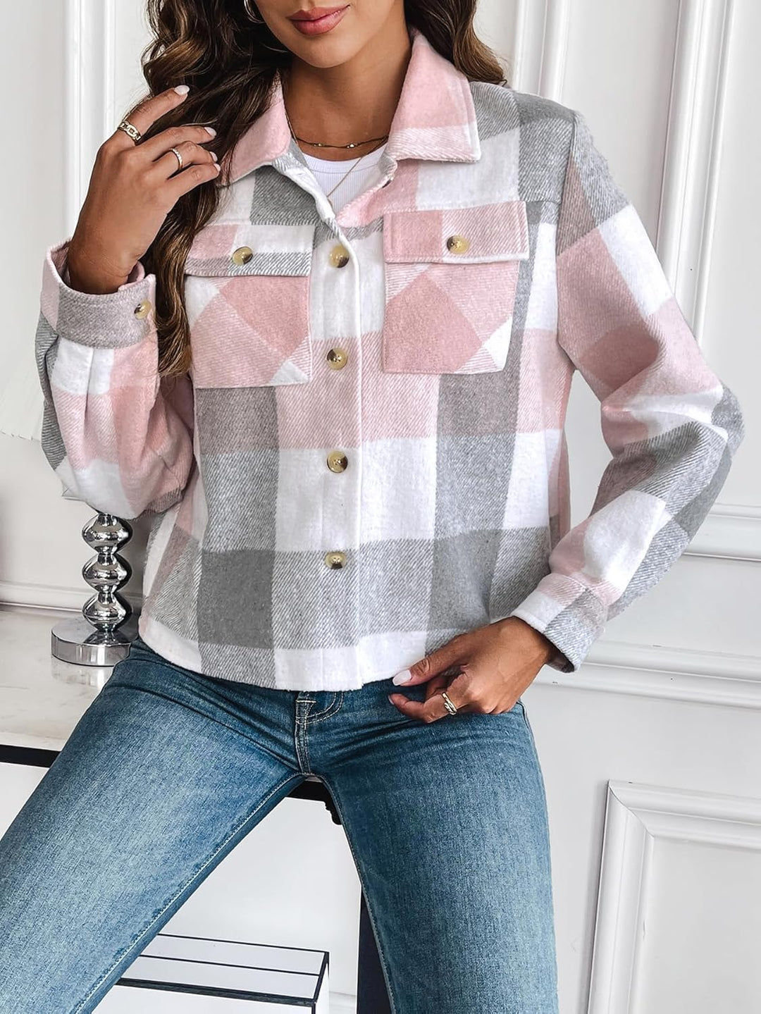 Danica – Plaid Button-Up Shacket for Women