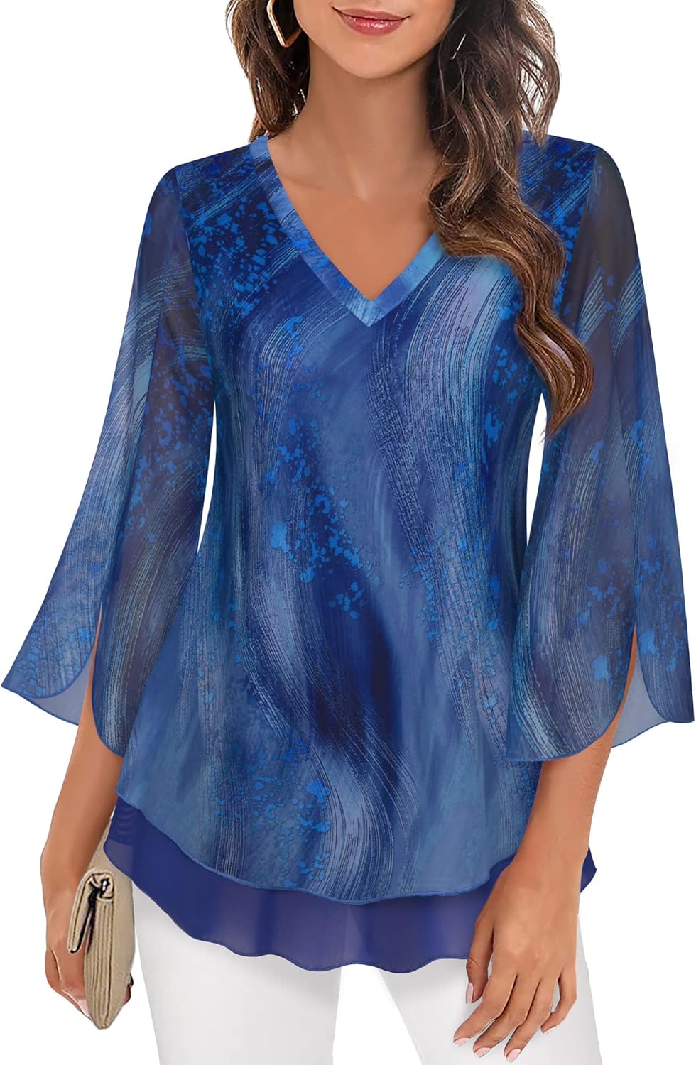 Justitia – Flowy 3/4 Sleeve Chiffon Blouse for Women