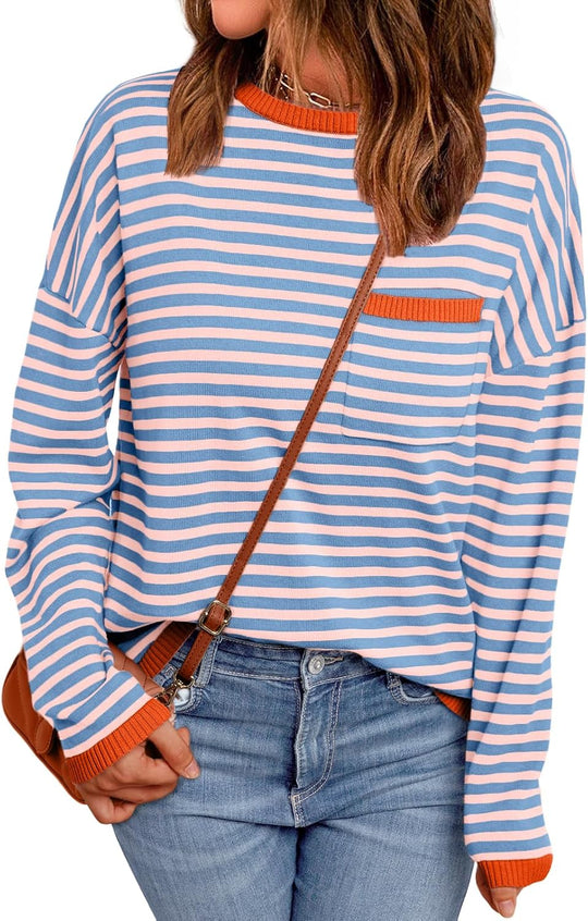 Cierra – Striped Long-Sleeve Casual Top for Women