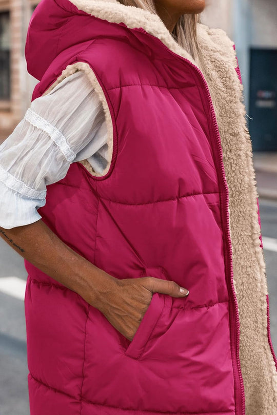 Kayleigh – Long Hooded Puffer Vest for Women