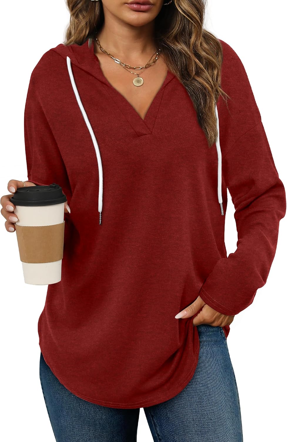 Addie – Plaid Hoodie Long-Sleeve Top for Women