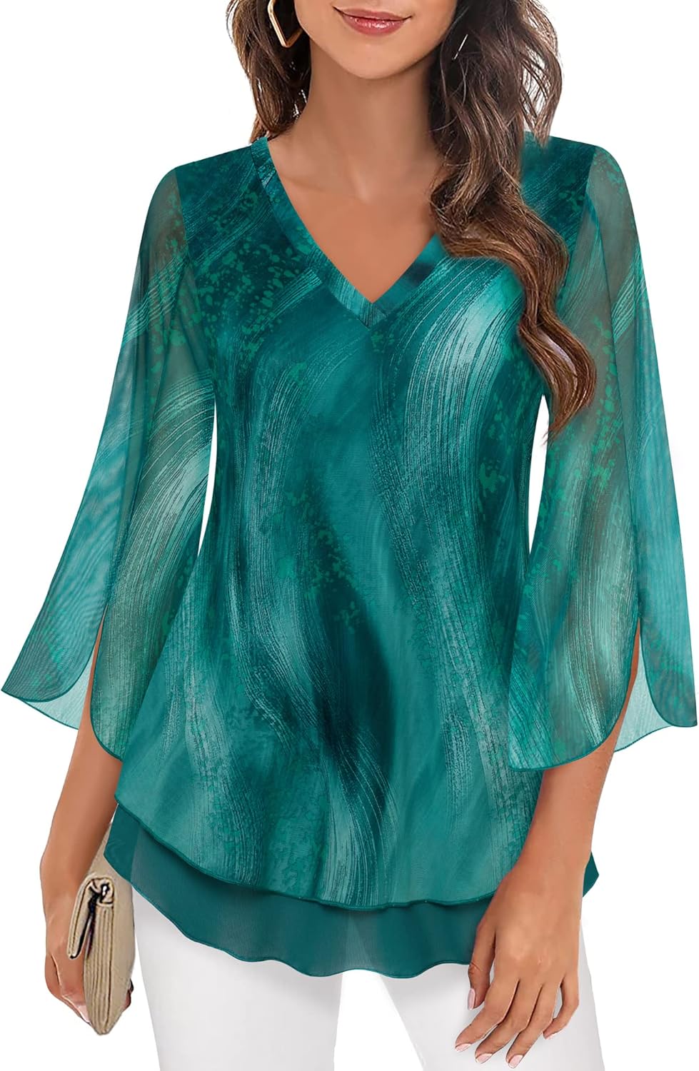 Justitia – Flowy 3/4 Sleeve Chiffon Blouse for Women