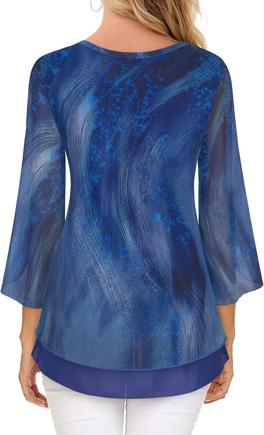 Justitia – Flowy 3/4 Sleeve Chiffon Blouse for Women
