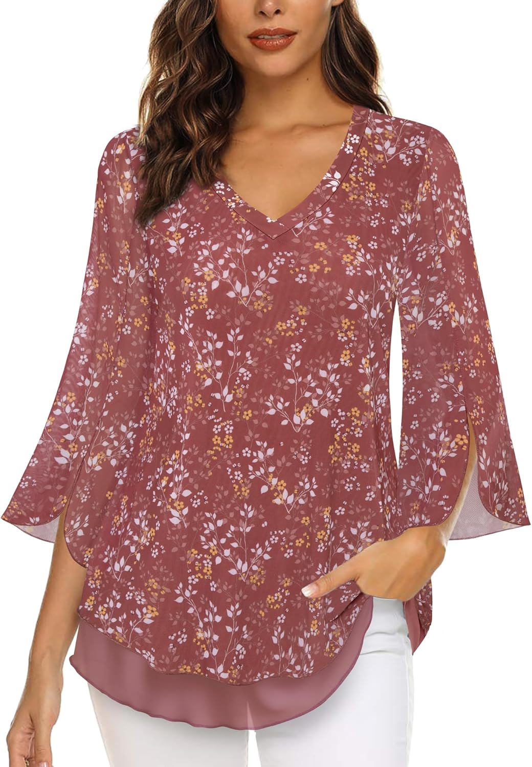 Justitia – Flowy 3/4 Sleeve Chiffon Blouse for Women