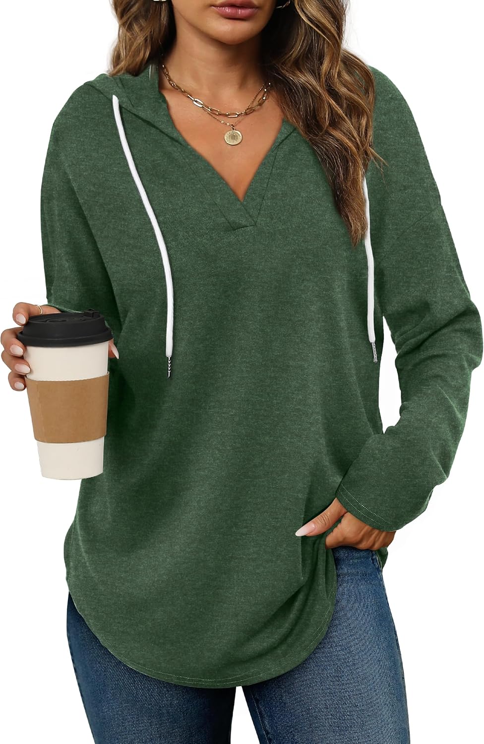 Addie – Plaid Hoodie Long-Sleeve Top for Women