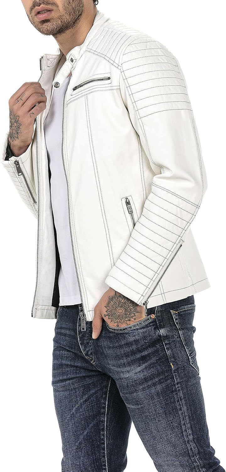 Enzo – Classic Faux Leather Biker Jacket for Men