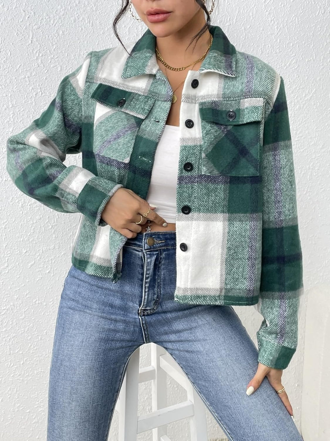Danica – Plaid Button-Up Shacket for Women