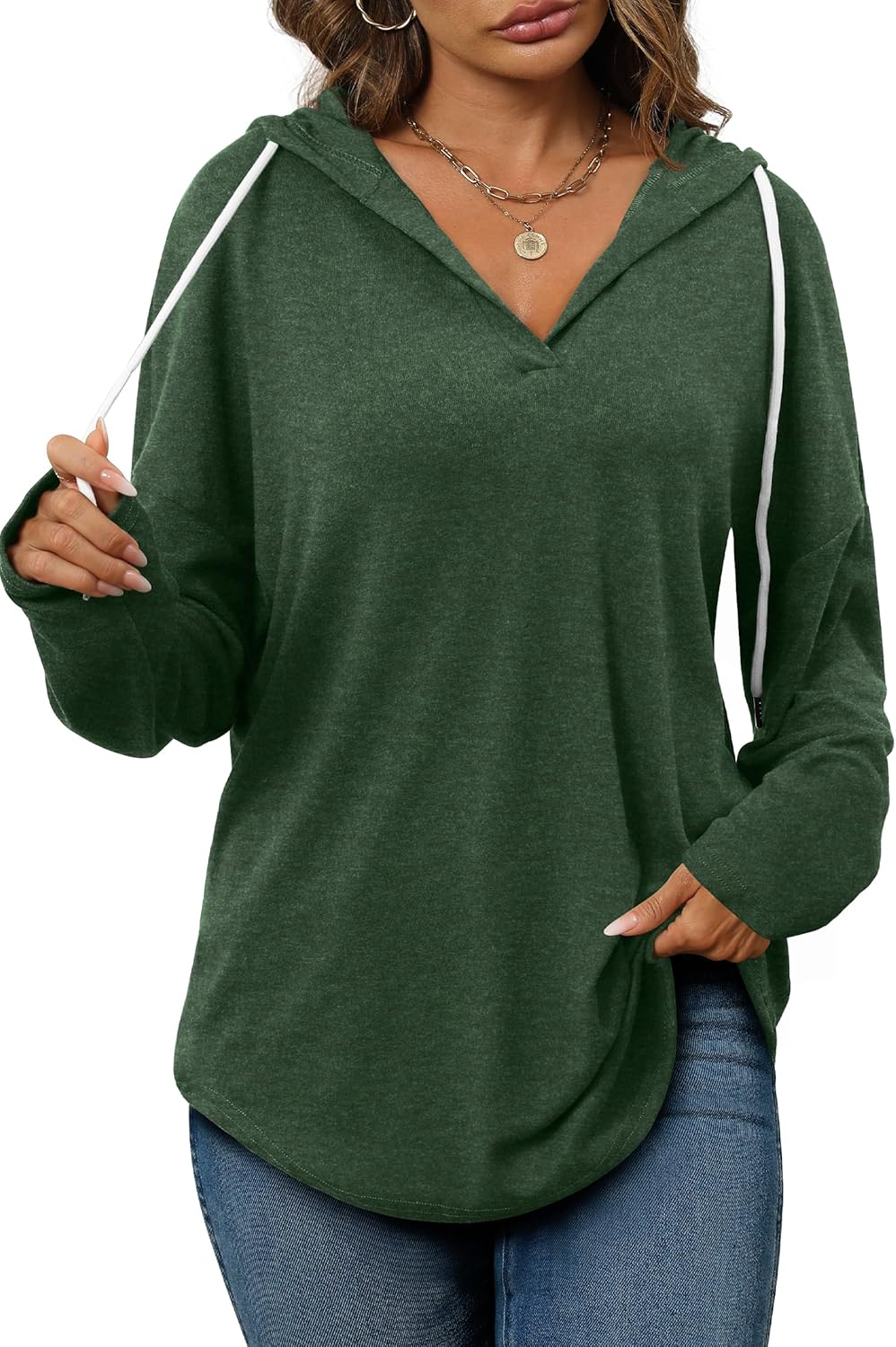 Addie – Plaid Hoodie Long-Sleeve Top for Women