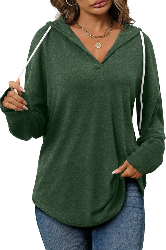 Addie – Plaid Hoodie Long-Sleeve Top for Women