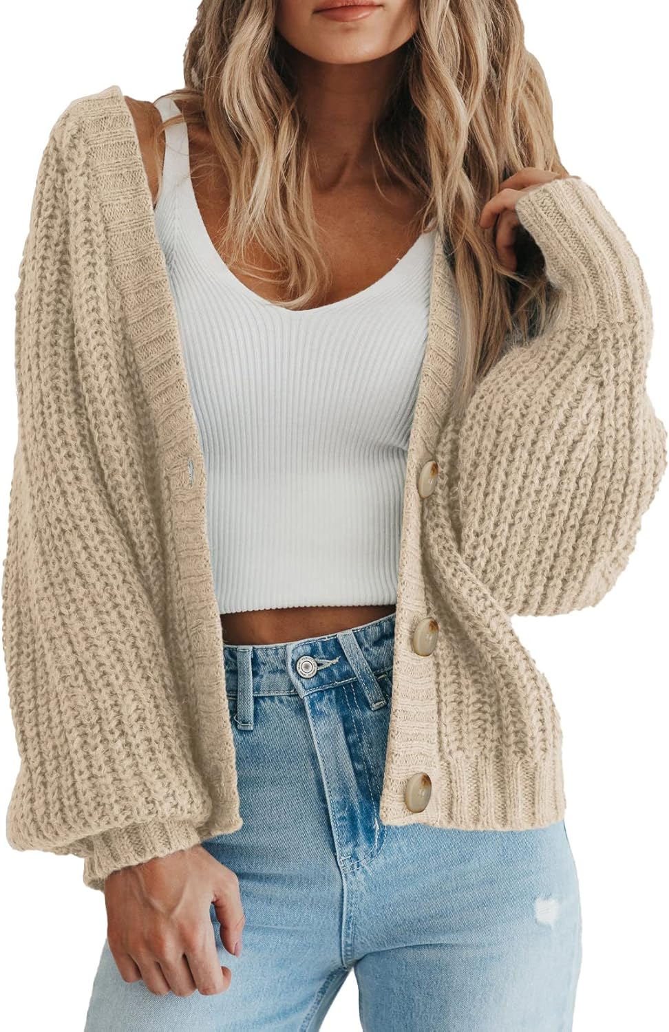 Chyler – Chunky Knit Button-Up Cardigan for Women