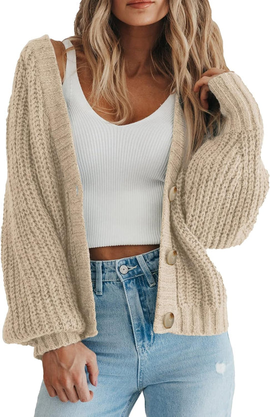Chyler – Chunky Knit Button-Up Cardigan for Women