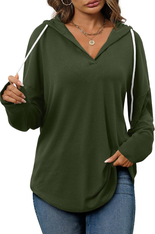 Addie – Plaid Hoodie Long-Sleeve Top for Women
