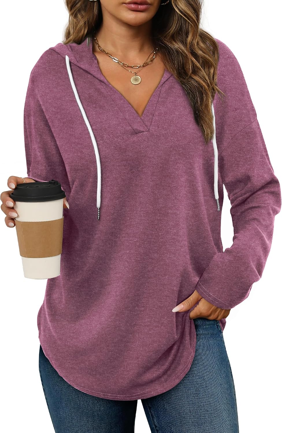 Addie – Plaid Hoodie Long-Sleeve Top for Women