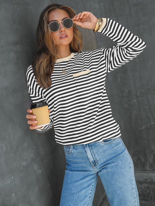 Cierra – Striped Long-Sleeve Casual Top for Women