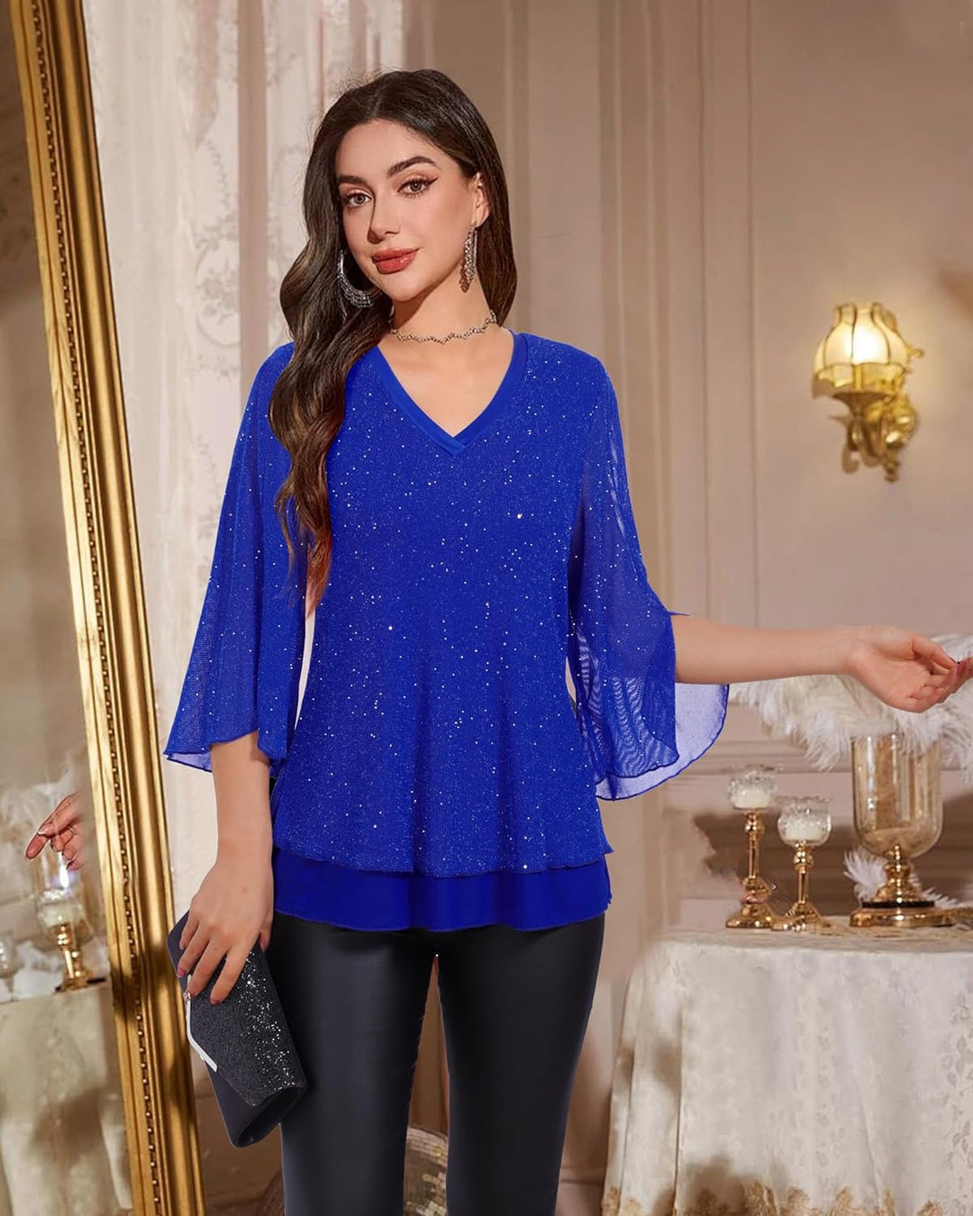 Justitia – Flowy 3/4 Sleeve Chiffon Blouse for Women