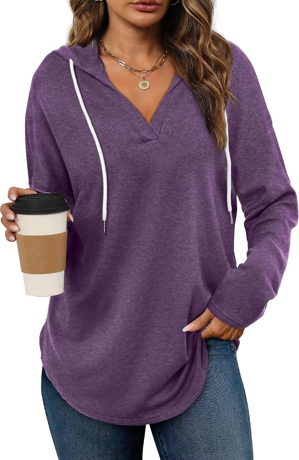 Addie – Plaid Hoodie Long-Sleeve Top for Women