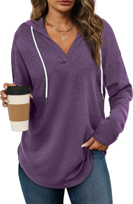 Addie – Plaid Hoodie Long-Sleeve Top for Women